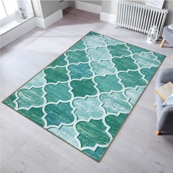 Ouranos geometric rug in Aqua