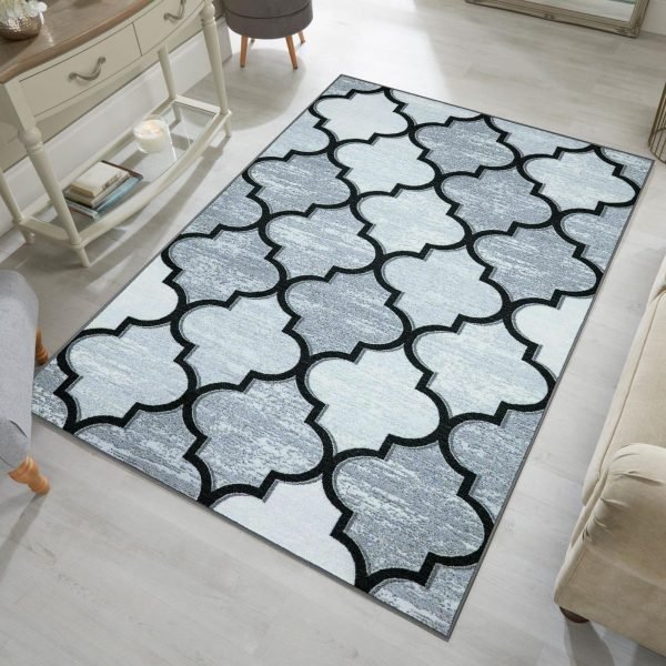 Ouranos geometric rug in Grey