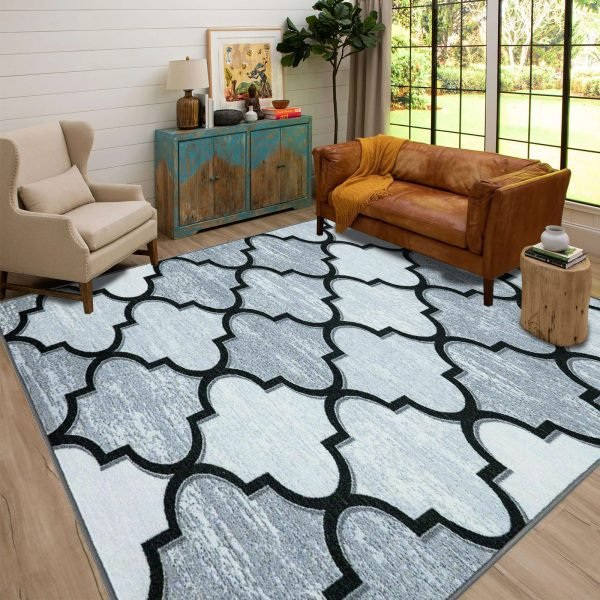 Ouranos geometric rug in Grey
