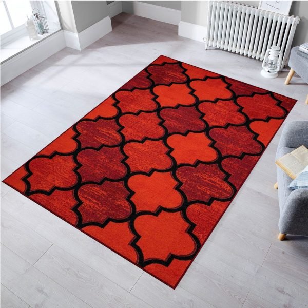 Ouranos geometric rug in Red