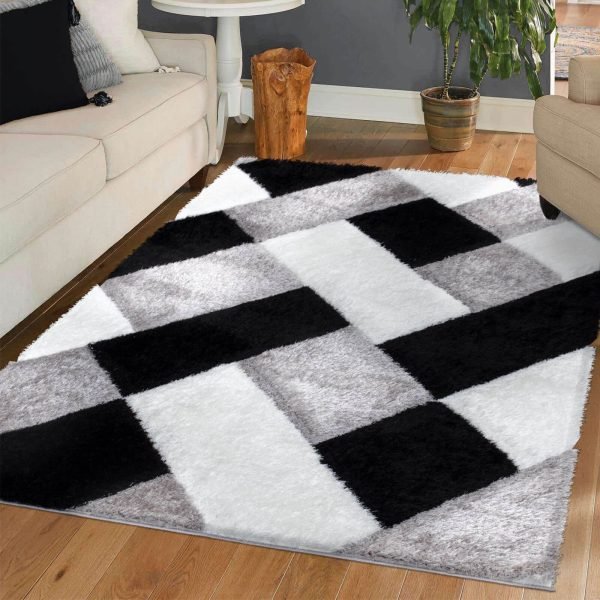 BlackWhite-1.jpg Orion geometric shaggy rug in Black White