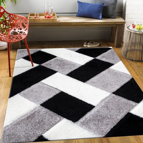 BlackWhite-2.jpg Orion geometric shaggy rug in Black White