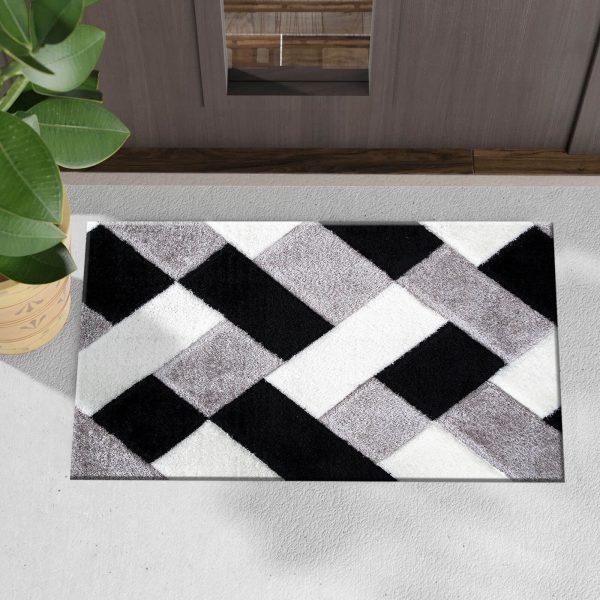 BlackWhite.jpg Orion geometric shaggy rug in Black White