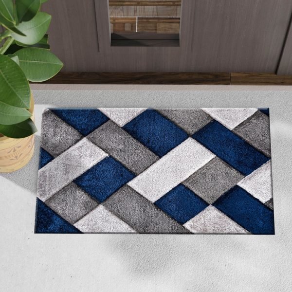 Orion geometric shaggy rug in Blue