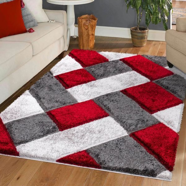 Kirmizi-1.jpg Orion geometric shaggy rug in Red