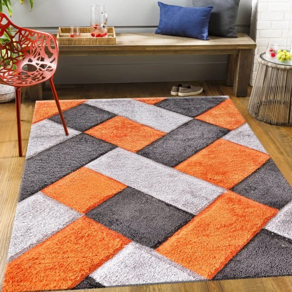Orange-2.jpg Orion geometric shaggy rug in Orange