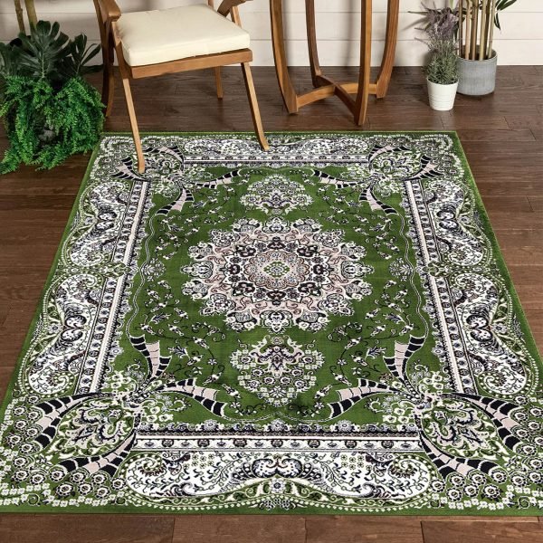 Green-5.jpg Rada traditional floral rug in Green