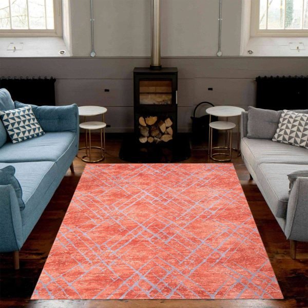 Amor abstract rug in Brick Red