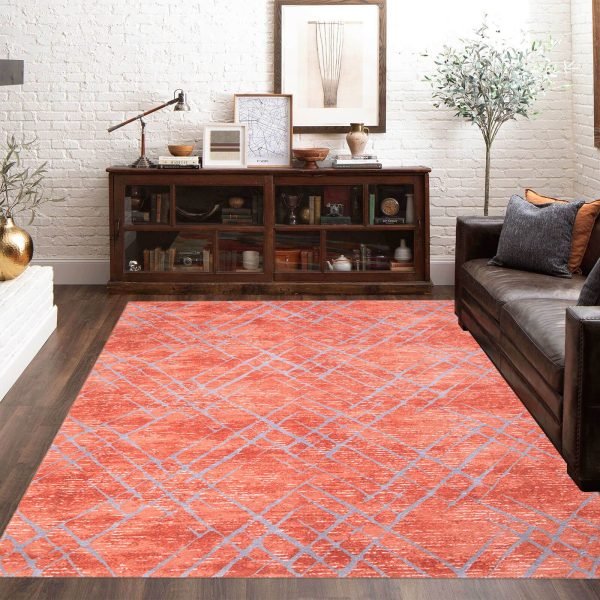 Amor abstract rug in Brick Red