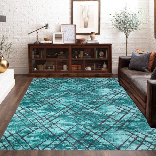 Amor abstract rug in Turquoise