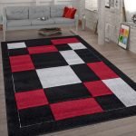 Havana geometric rug in Black Red