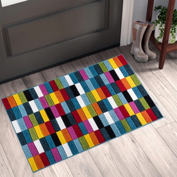 Cube-1.jpg Multi Colour geometric rug in Cube Design