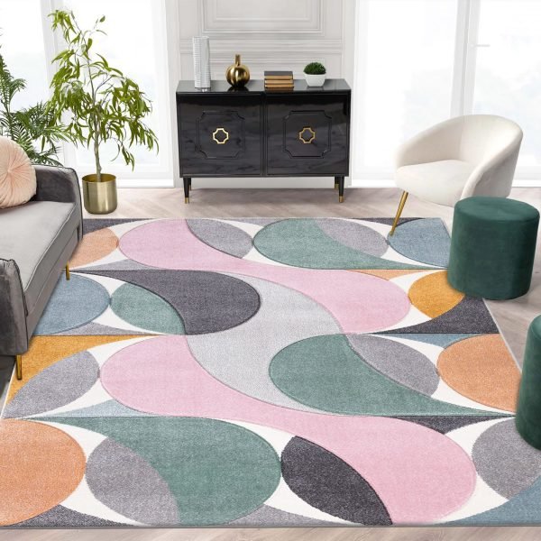 Kenzo geometric rug – medium pile, natural jute backing