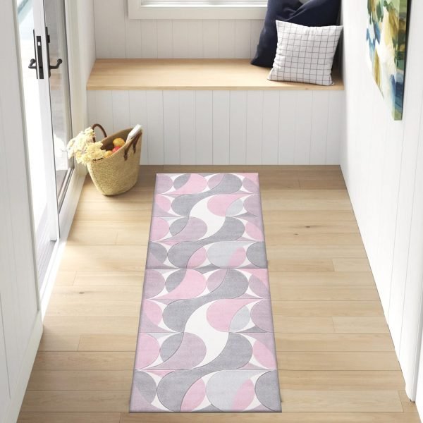 Pink-5.jpg Kenzo geometric rug in Pink