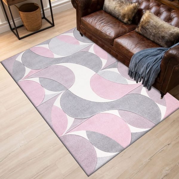 Pink-7.jpg Kenzo geometric rug in Pink