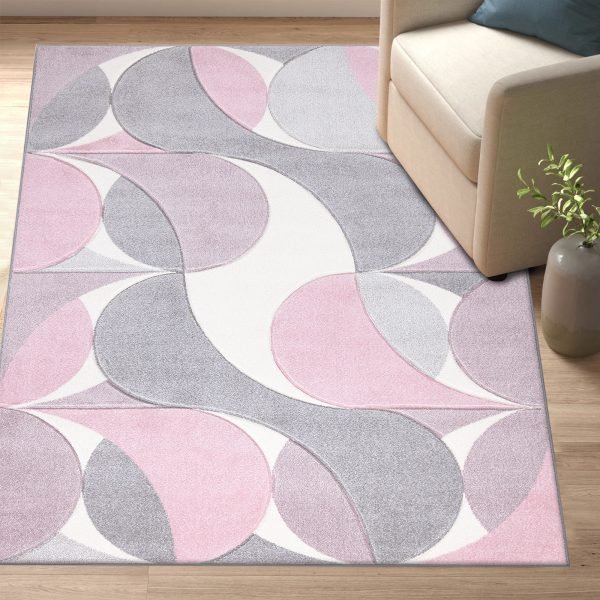 Pink-8.jpg Kenzo geometric rug in Pink