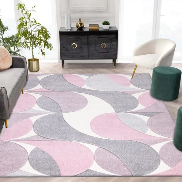 Kenzo geometric rug in Pink