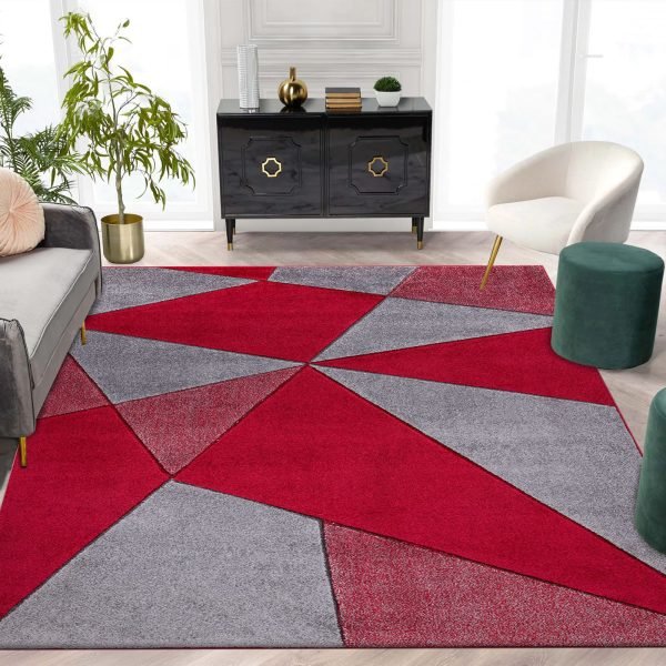Athens geometric rug in Red