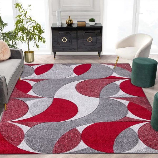 Red-9.jpg Kenzo geometric rug in Red