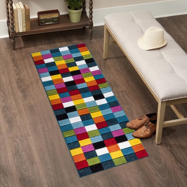 Cube.jpg Multi Colour geometric rug in Cube Design