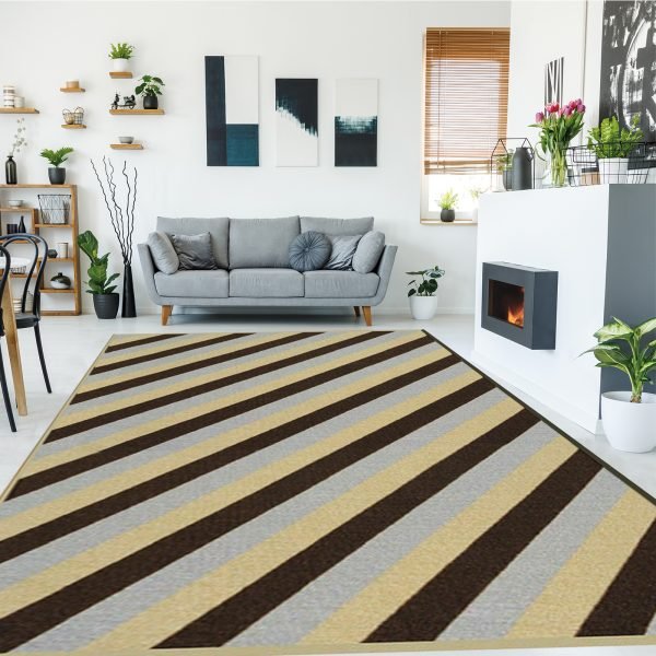 BeigeBrown-29.jpg Kolm striped rug in Beige Brown