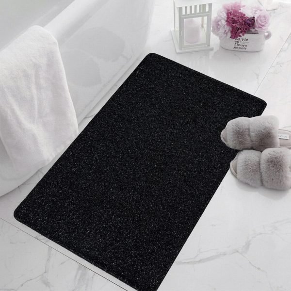 Natty plain shaggy rug in Black