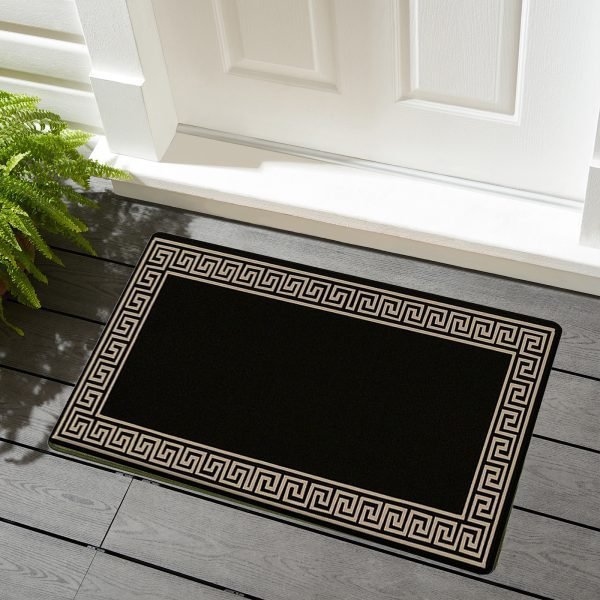 Greeky bordered rug in Black Beige