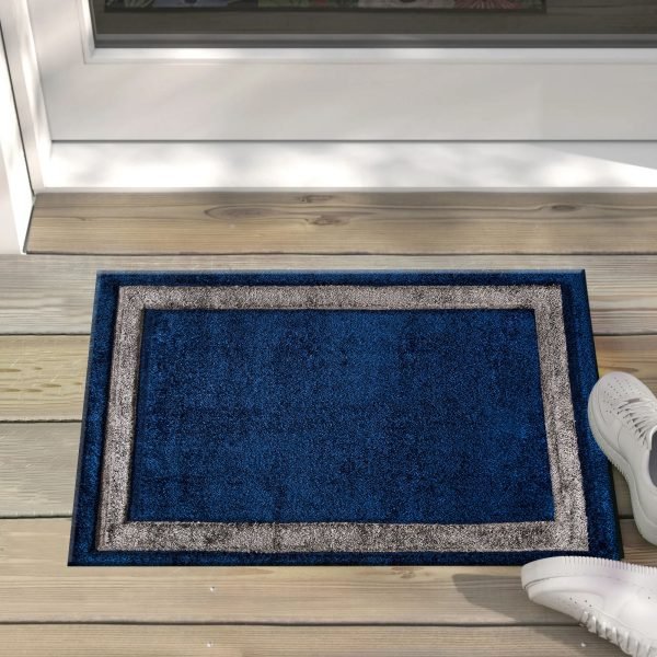 Blue-19.jpg Trani bordered shaggy rug in Blue