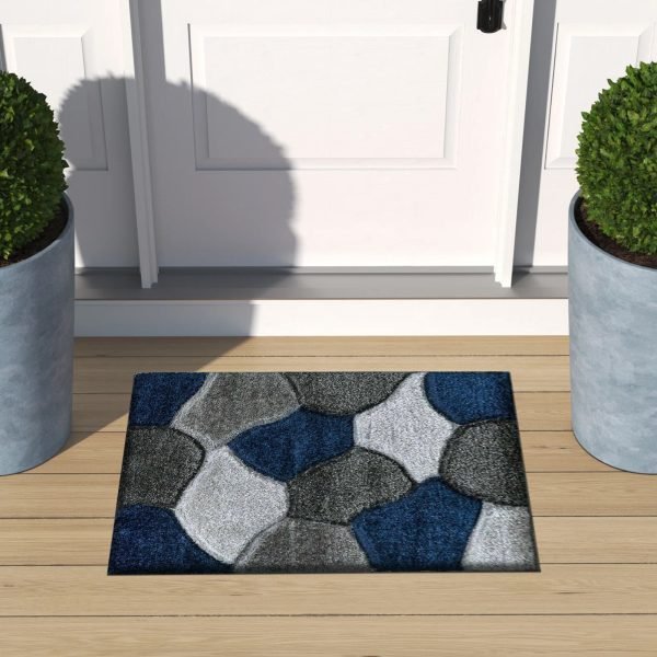 Pona geometric shaggy rug in Blue Grey