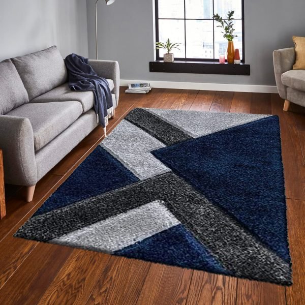 BlueGrey-10.jpg Nova geometric shaggy rug in Blue Grey