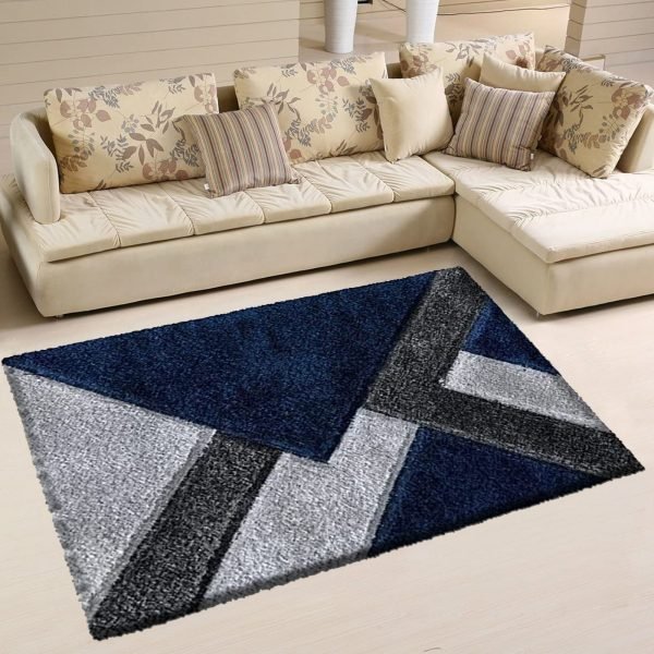 BlueGrey-7.jpg Nova geometric shaggy rug in Blue Grey