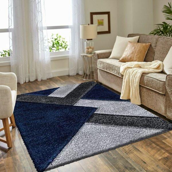 BlueGrey-8.jpg Nova geometric shaggy rug in Blue Grey
