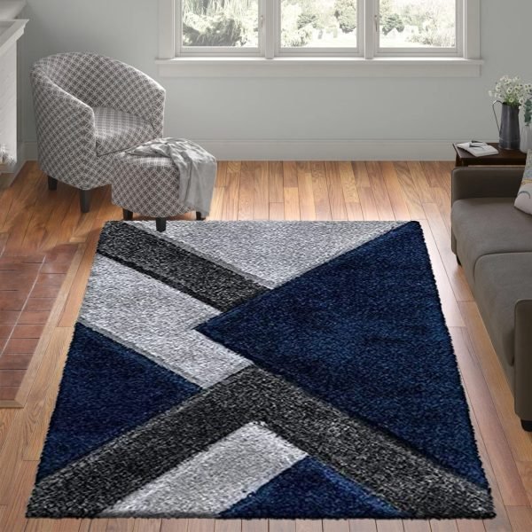 BlueGrey-9.jpg Nova geometric shaggy rug in Blue Grey