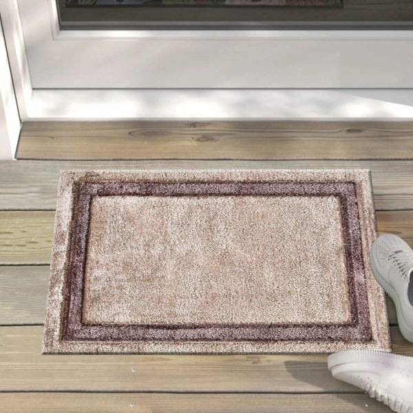 Brown.jpg Trani bordered shaggy rug in Brown
