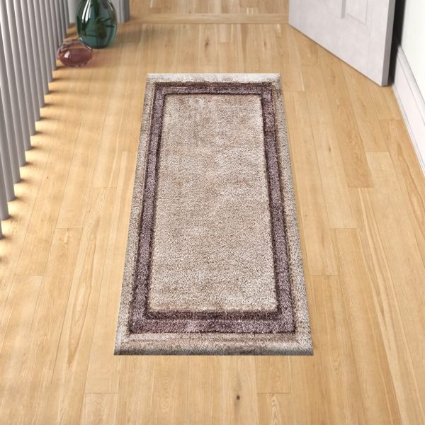 Brown-8.jpg Trani bordered shaggy rug in Brown