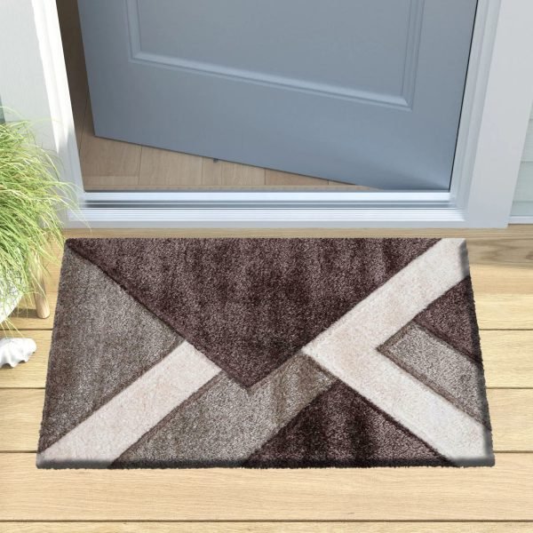 BrownBeige-28.jpg Nova geometric shaggy rug in Brown Beige