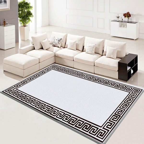 Greeky bordered rug in Cream Black