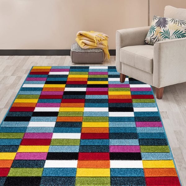 Cube.jpg Multi Colour geometric rug in Cube Design