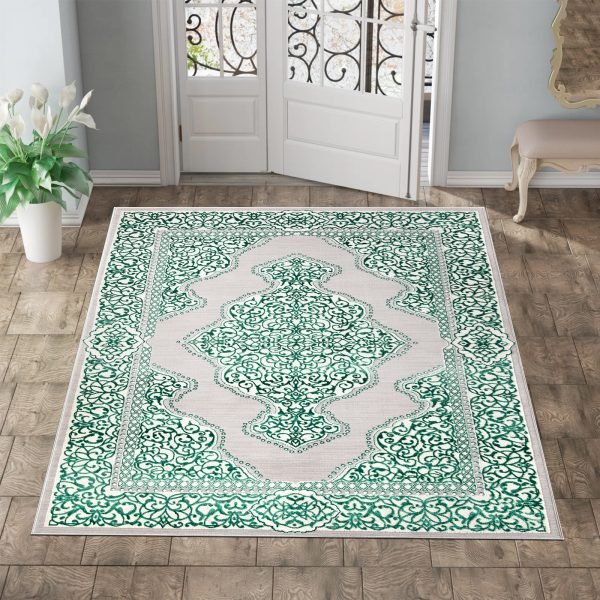 Sarina vintage floral rug in Emerald
