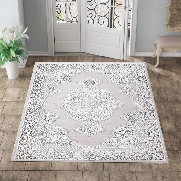 Sarina vintage floral rug in Grey