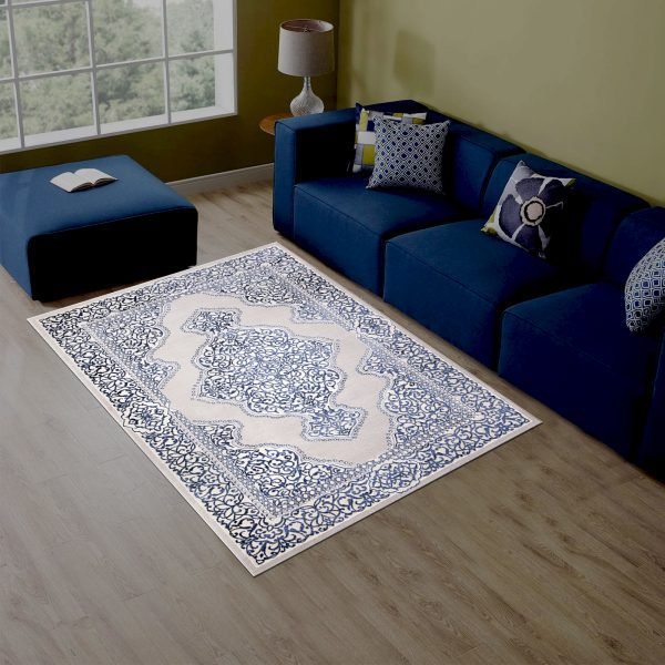 Sarina vintage floral rug in Navy