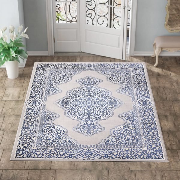 Sarina vintage floral rug in Navy