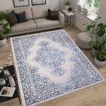 Sarina vintage floral rug in Navy