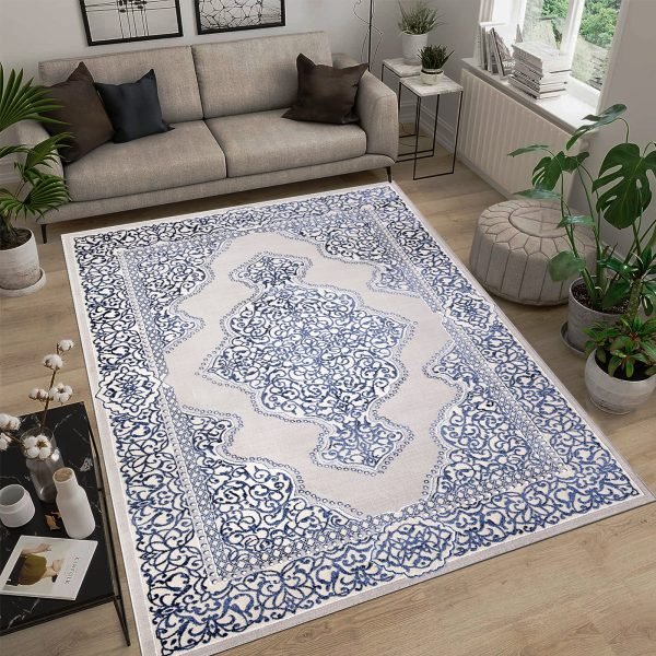 Sarina vintage floral rug in Navy