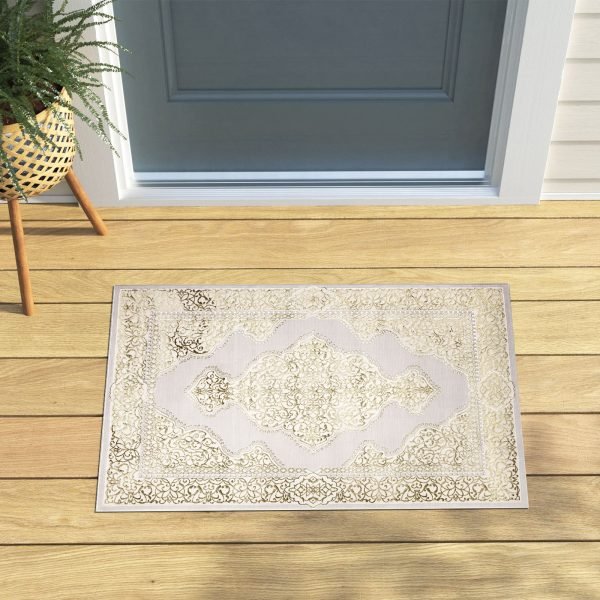 Sarina vintage floral rug in Ochre
