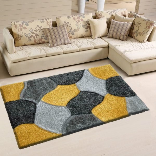 OchreGrey-1.jpg Pona geometric shaggy rug in Ochre Grey