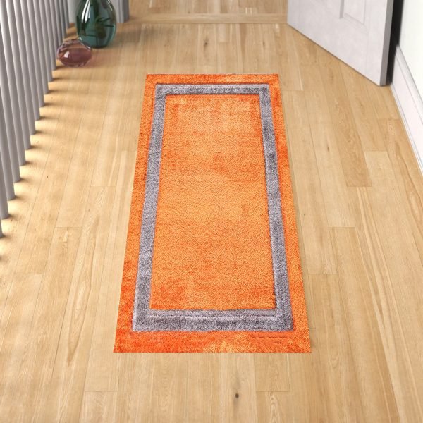 Orange-8.jpg Trani bordered shaggy rug in Orange