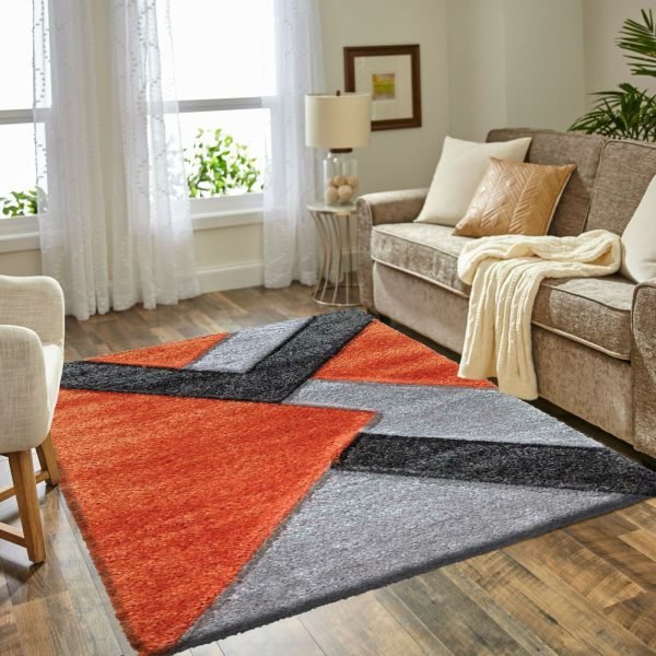 OrangeGrey-9.jpg Nova geometric shaggy rug in Orange Grey