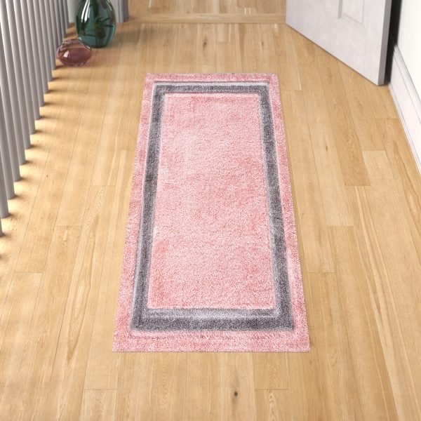 Pink-37.jpg Trani bordered shaggy rug in Pink