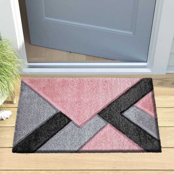 PinkGrey-5.jpg Nova geometric shaggy rug in Pink Grey